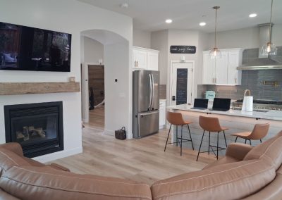 The living and kitchen area